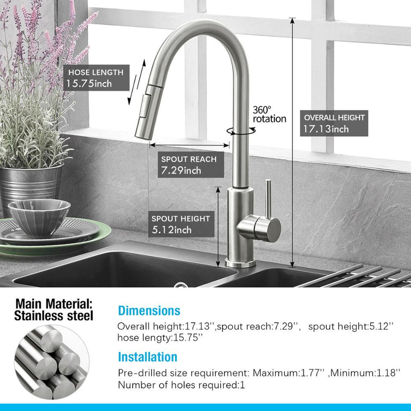 Pull Out Black Sensor Stainless Steel Kitchen Faucets
