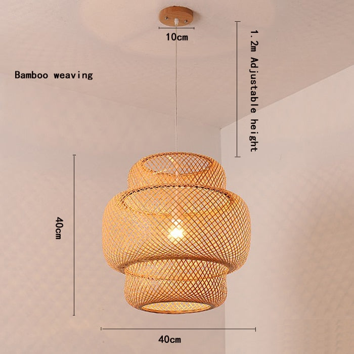 Modern Bamboo Hand Woven Art Chandelier Lamp