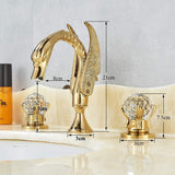 Bathroom Basin Swan Two Crystal Handwheel Elegant Faucet