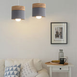 Modern Macaron Iron Wood Pendant Lamp