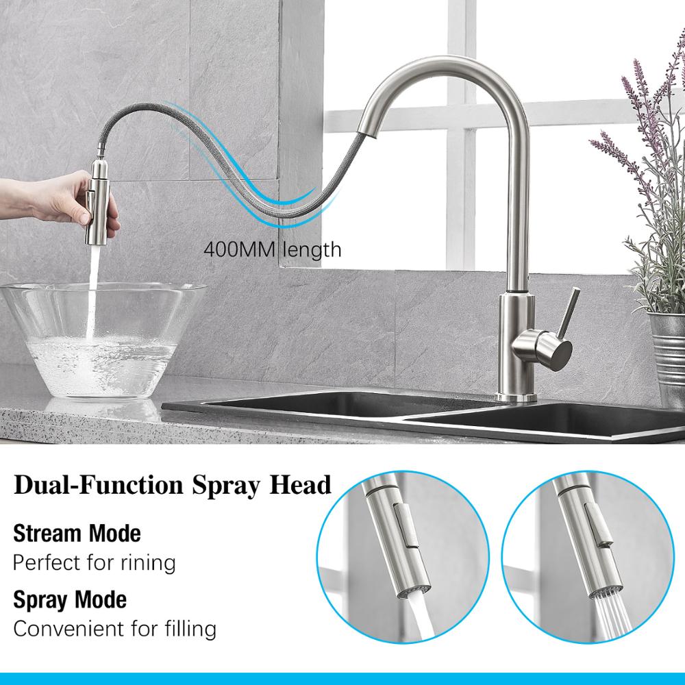 Pull Out Black Sensor Stainless Steel Kitchen Faucets