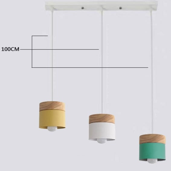 Modern Macaron Iron Wood Pendant Lamp