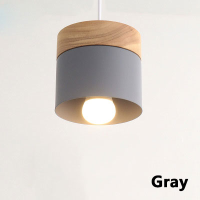 Modern Macaron Iron Wood Pendant Lamp