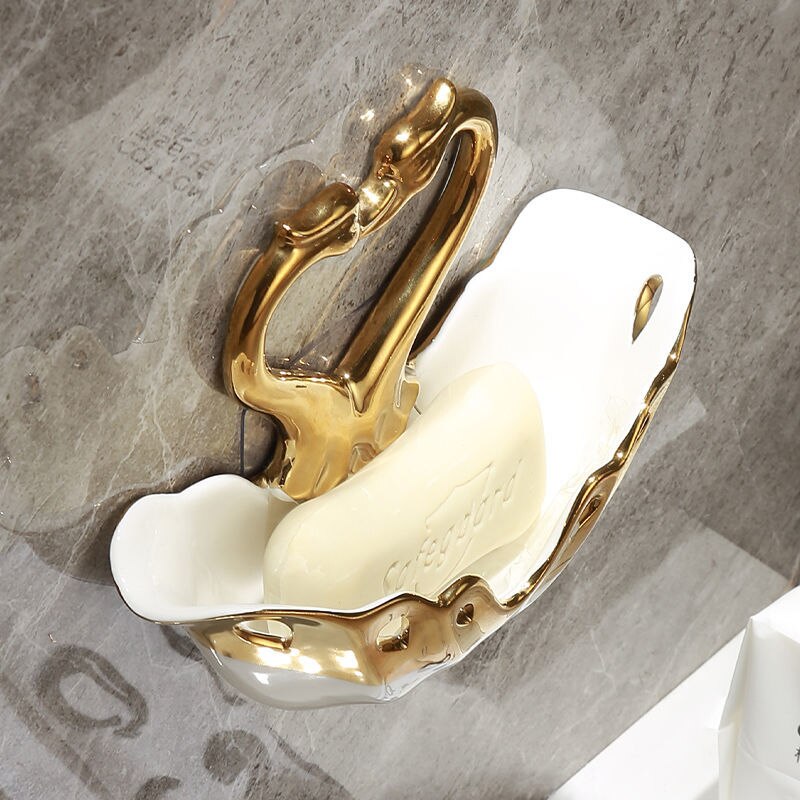 Soap Holder With Drainage In The Shape Of Swans