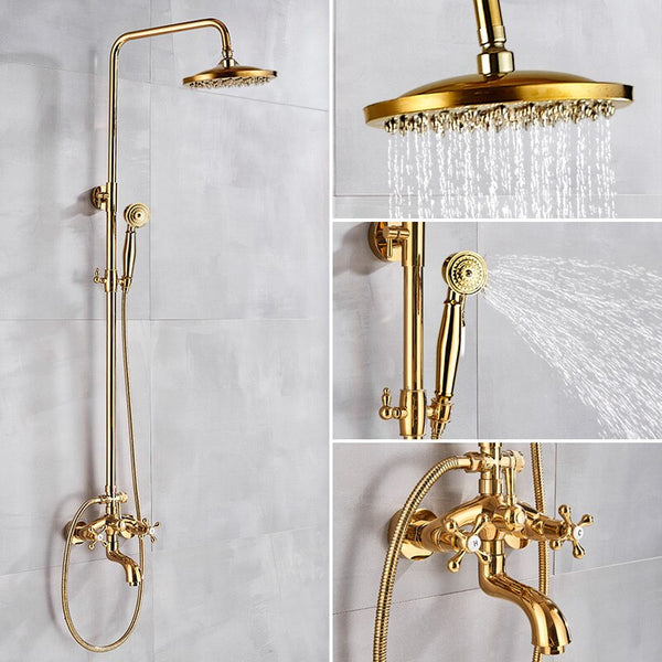 Rainfall Gold Shower Bath Mixer Faucet