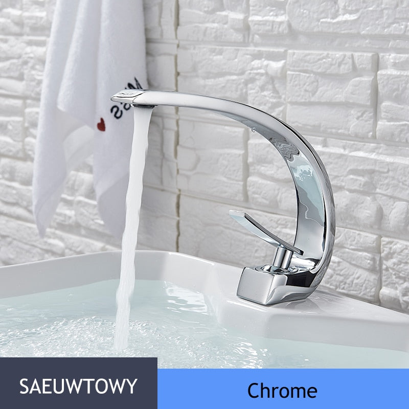 Curve Single Hole Double Handle Hot And Cold Water Faucet
