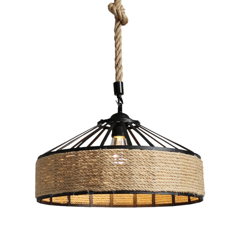 Retro Hemp Hanging Lamp