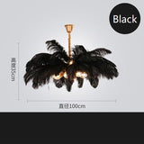 Natural Ostrich Feather Ceiling Light