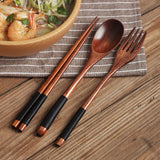 Natural Wood Spoon Chopsticks And Fork Set