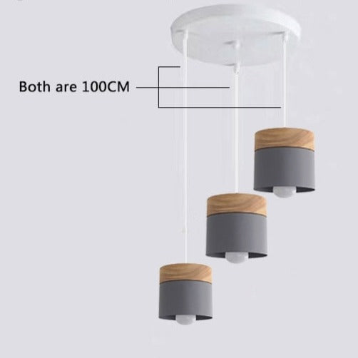 Modern Macaron Iron Wood Pendant Lamp