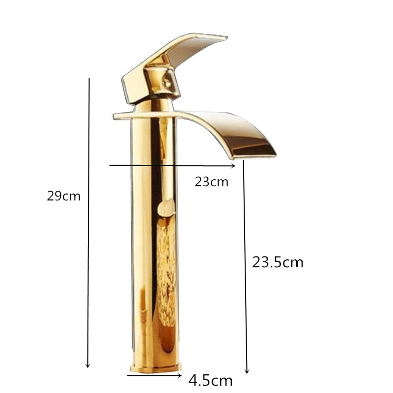 Basin Gold & White Waterfall Faucet Brass