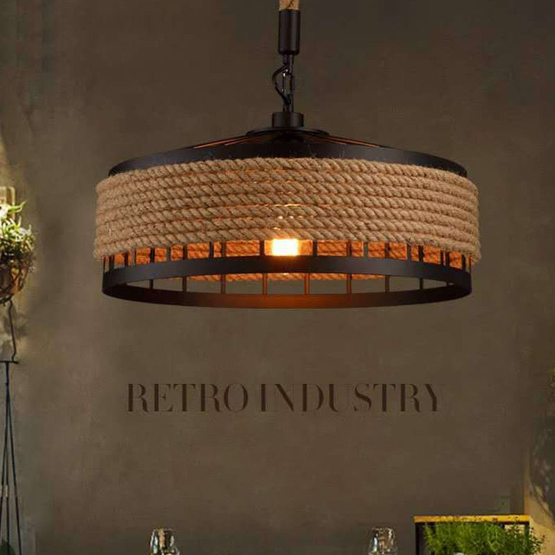 Retro Hemp Hanging Lamp