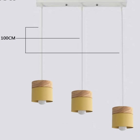 Modern Macaron Iron Wood Pendant Lamp