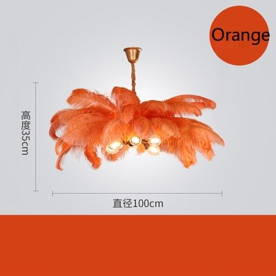 Natural Ostrich Feather Ceiling Light