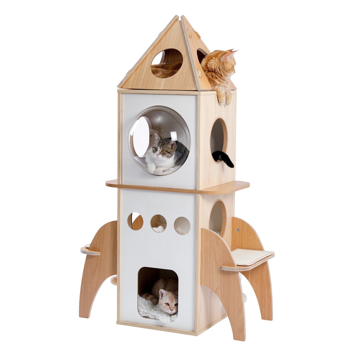 Wooden Rocket Cat House