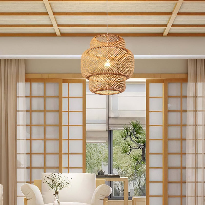 Modern Bamboo Hand Woven Art Chandelier Lamp