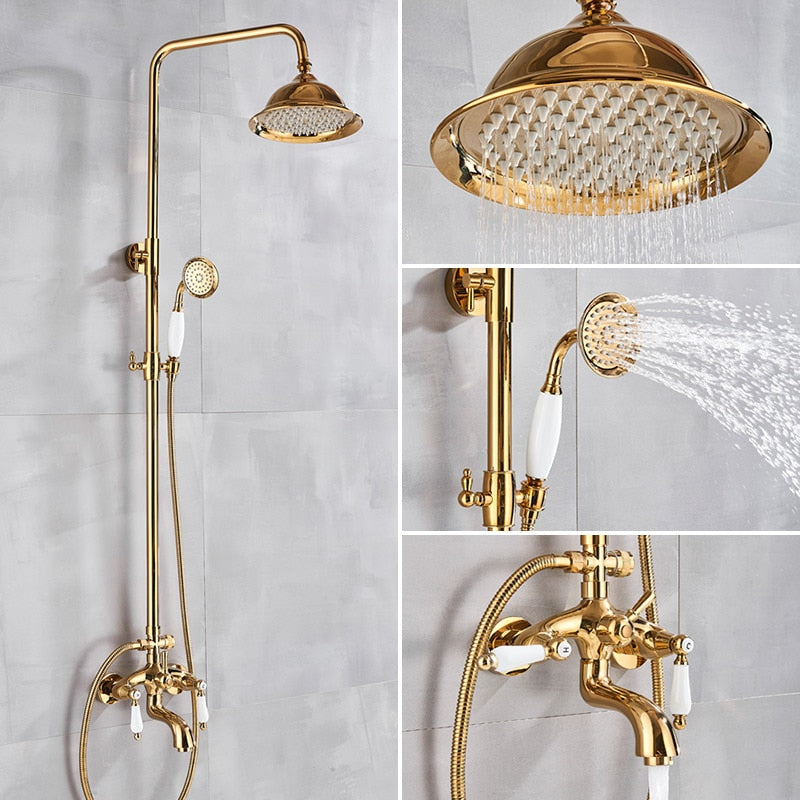 Rainfall Gold Shower Bath Mixer Faucet