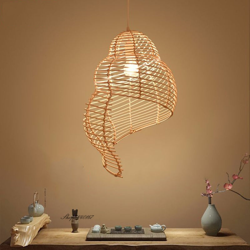 Snail Shell Rattan Vintage Pendant Lamp