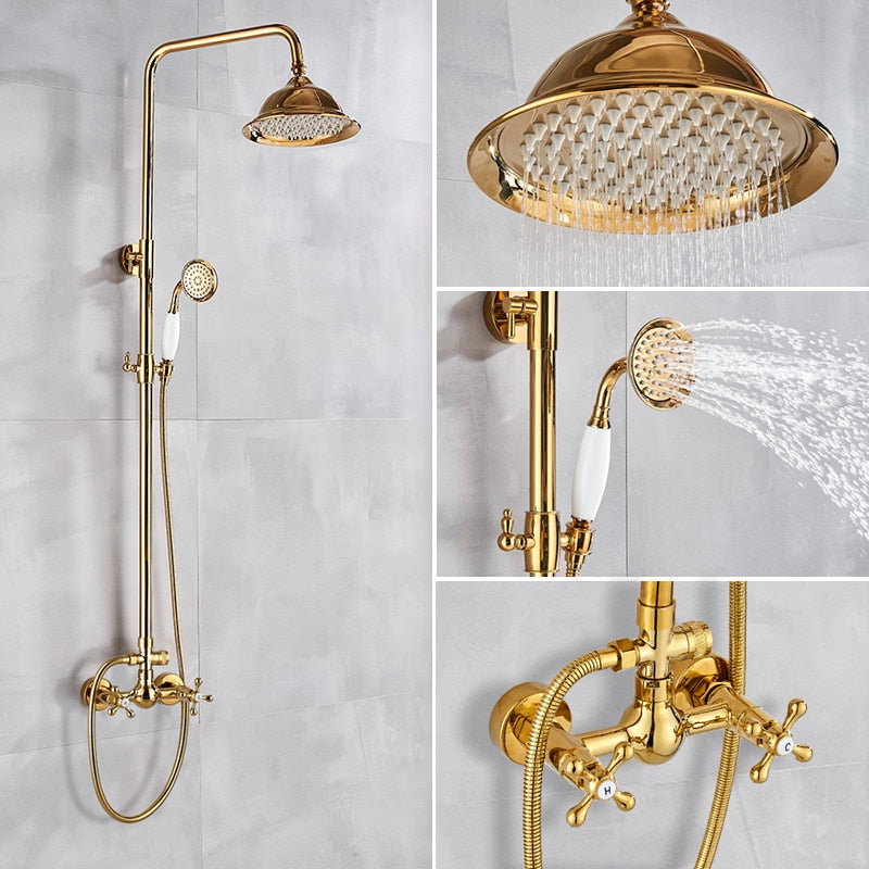 Rainfall Gold Shower Bath Mixer Faucet