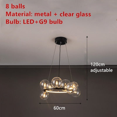 Clear Glass Bubble LED Chandelier Lamp