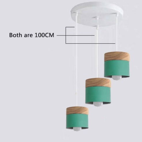 Modern Macaron Iron Wood Pendant Lamp