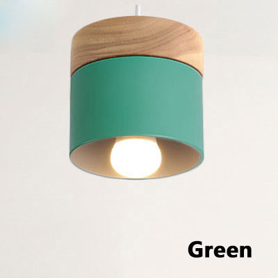 Modern Macaron Iron Wood Pendant Lamp