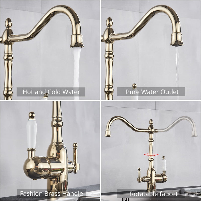Antique Water Filter Dual Spout Faucet