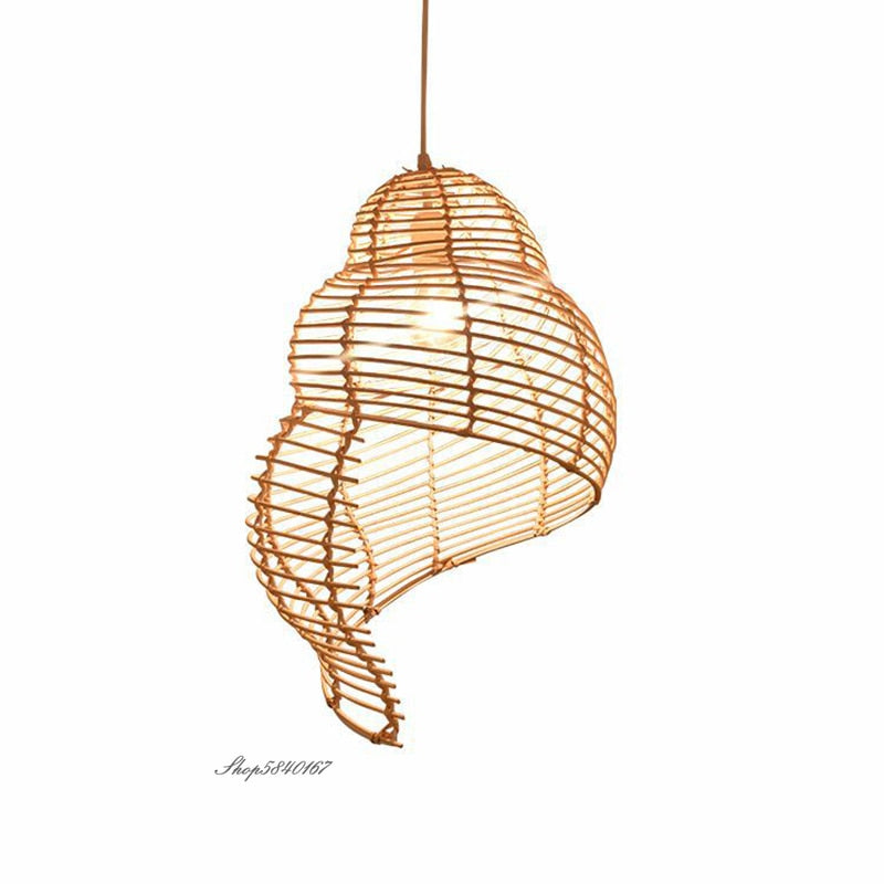 Snail Shell Rattan Vintage Pendant Lamp