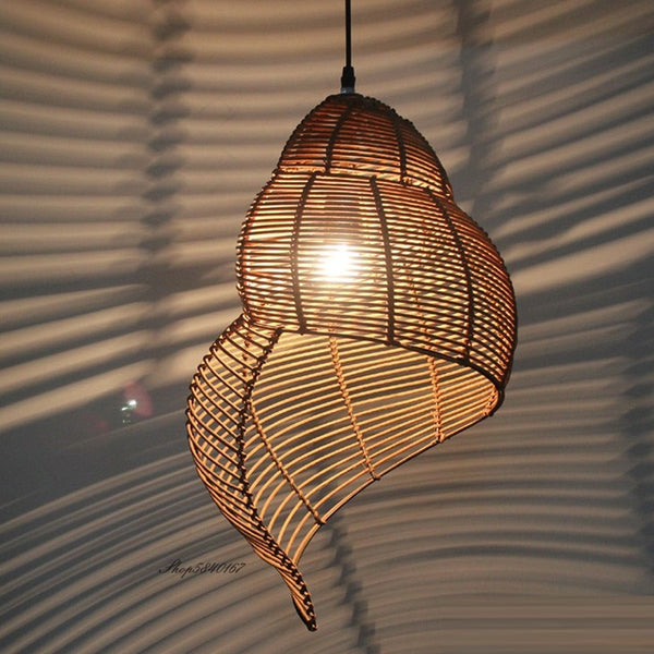 Snail Shell Rattan Vintage Pendant Lamp