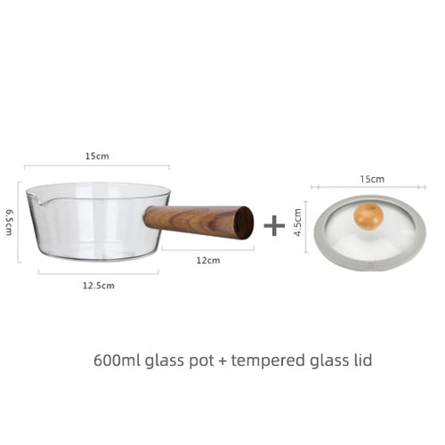 Glass Pot With Wooden Handle