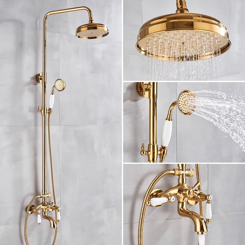 Rainfall Gold Shower Bath Mixer Faucet