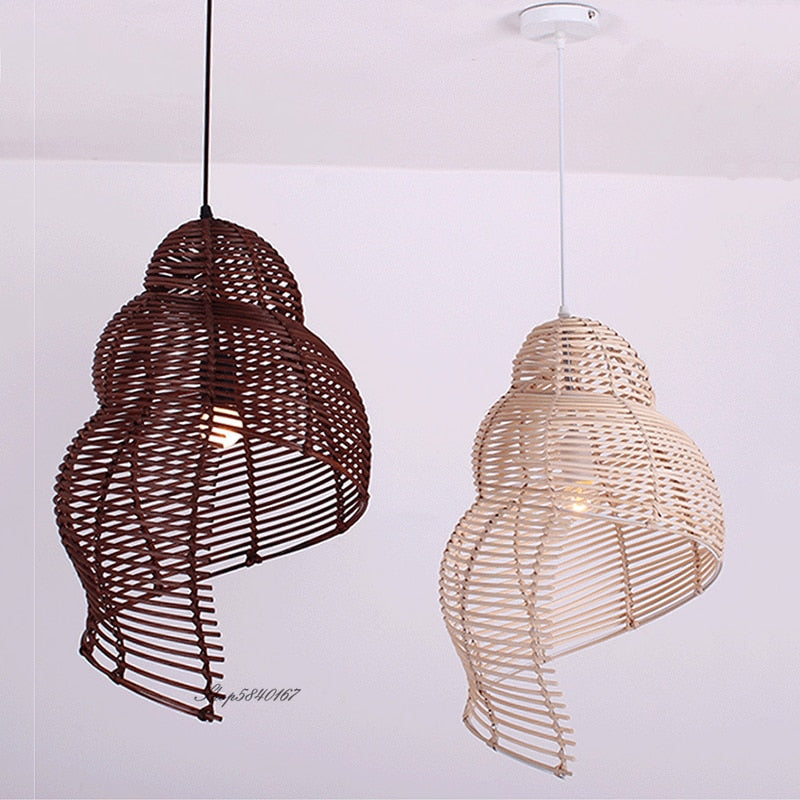 Snail Shell Rattan Vintage Pendant Lamp