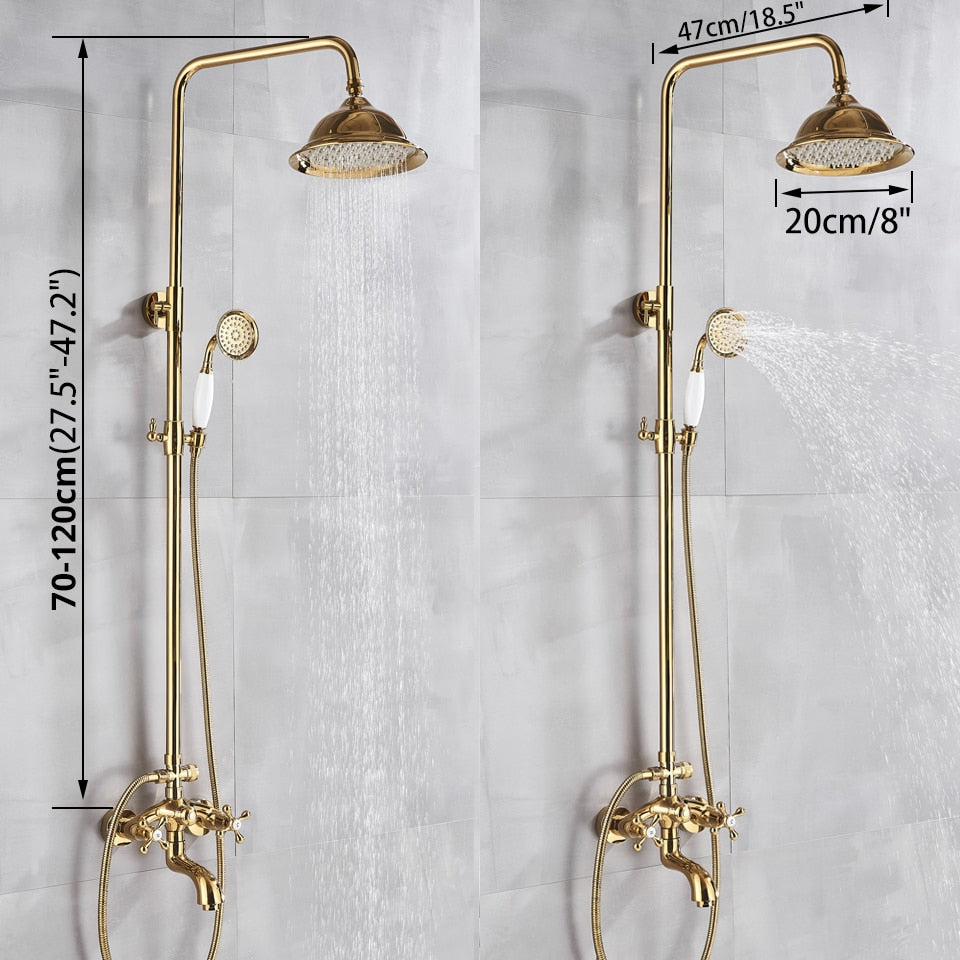 Rainfall Gold Shower Bath Mixer Faucet