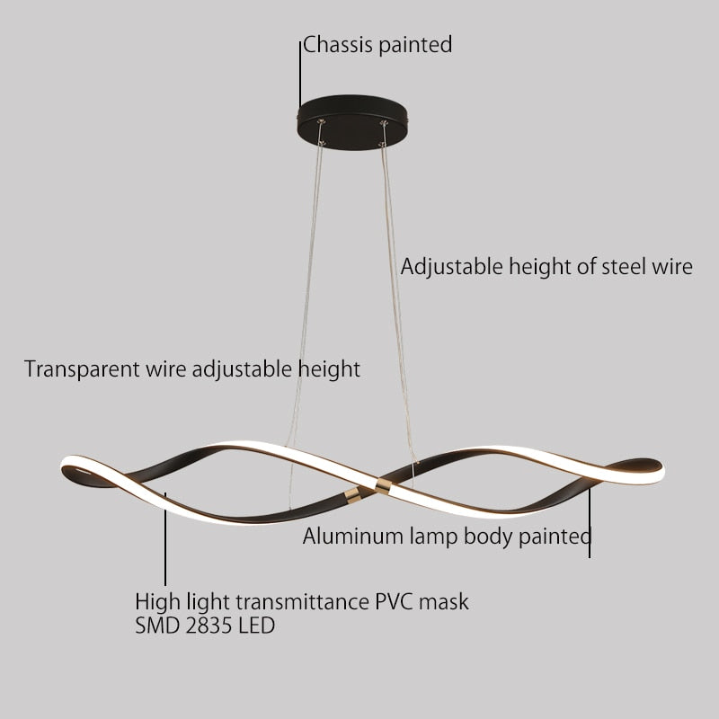 Matte Black Modern Led Chandeleir Lamp