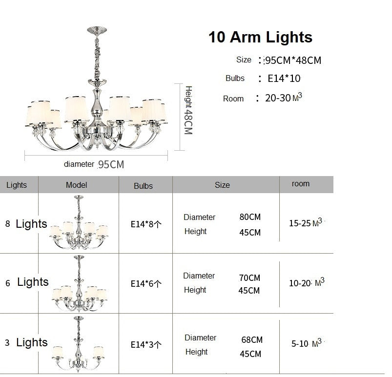 Chrome Modern Chandelier Lights Lamp