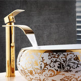 Basin Gold & White Waterfall Faucet Brass