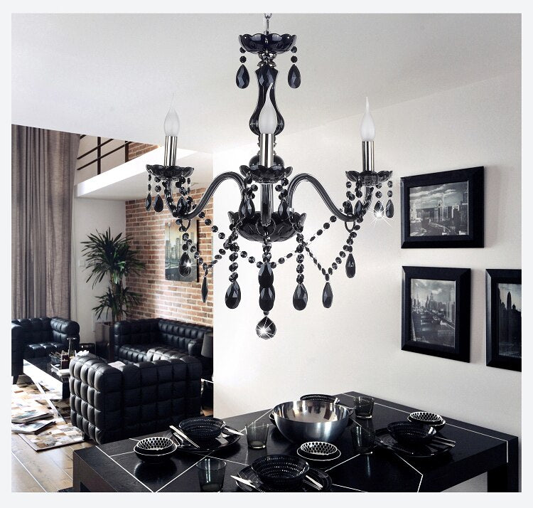 Black Crystal Tears Chandelier Lamp