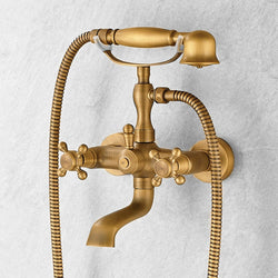 Antique Brass Waterfall 2 Handle Widespread Bathtub Faucet