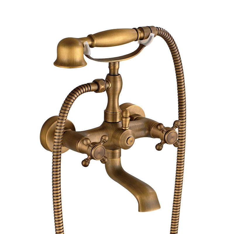 Antique Brass Waterfall 2 Handle Widespread Bathtub Faucet