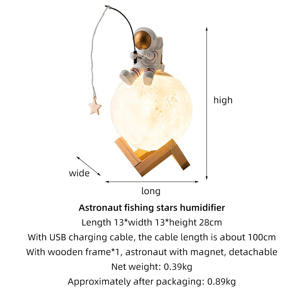 Astronaut Fishing Stars Night Light Humidifier