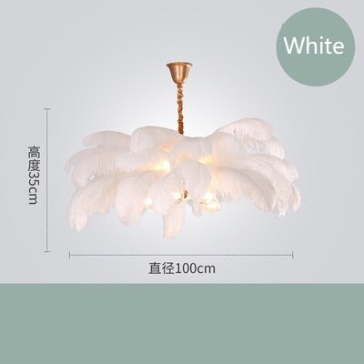 Natural Ostrich Feather Ceiling Light