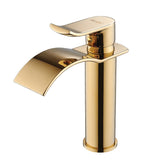 Basin Gold & White Waterfall Faucet Brass