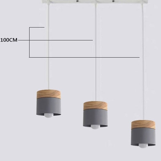 Modern Macaron Iron Wood Pendant Lamp