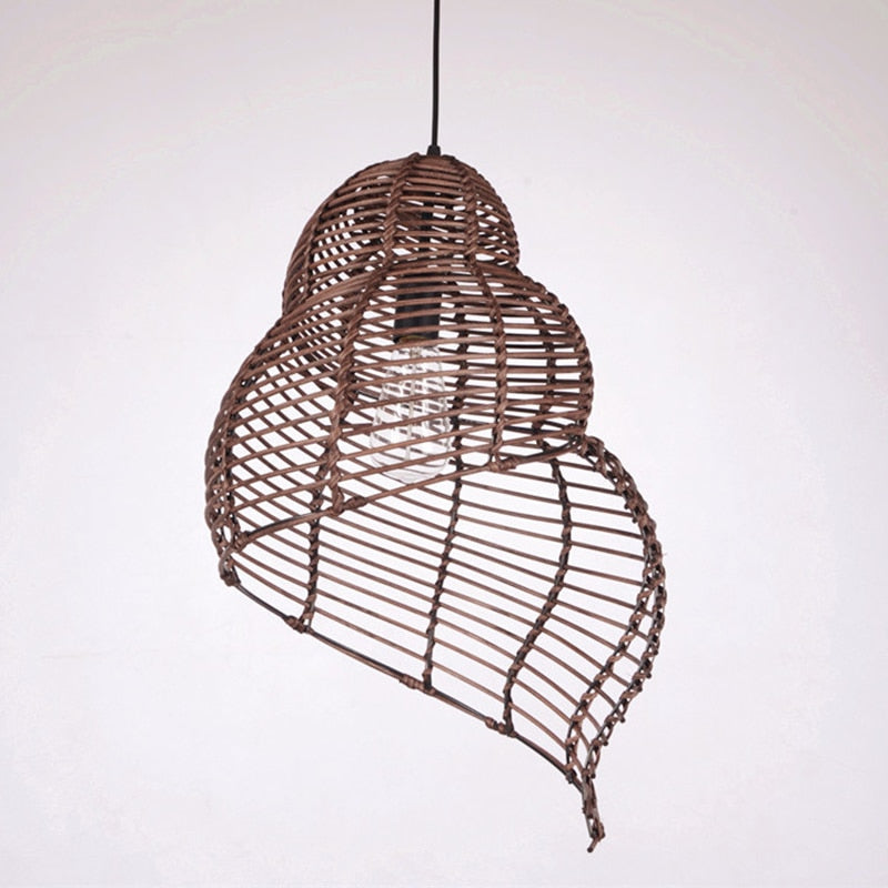 Snail Shell Rattan Vintage Pendant Lamp
