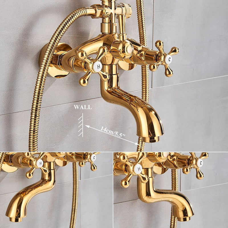 Rainfall Gold Shower Bath Mixer Faucet