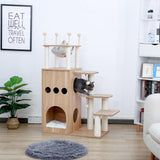 Wooden Tree Cat Tower With The Scratching Post