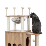 Wooden Tree Cat Tower With The Scratching Post