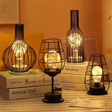 Hollow Out Wine Bottle Glass LED Lamp