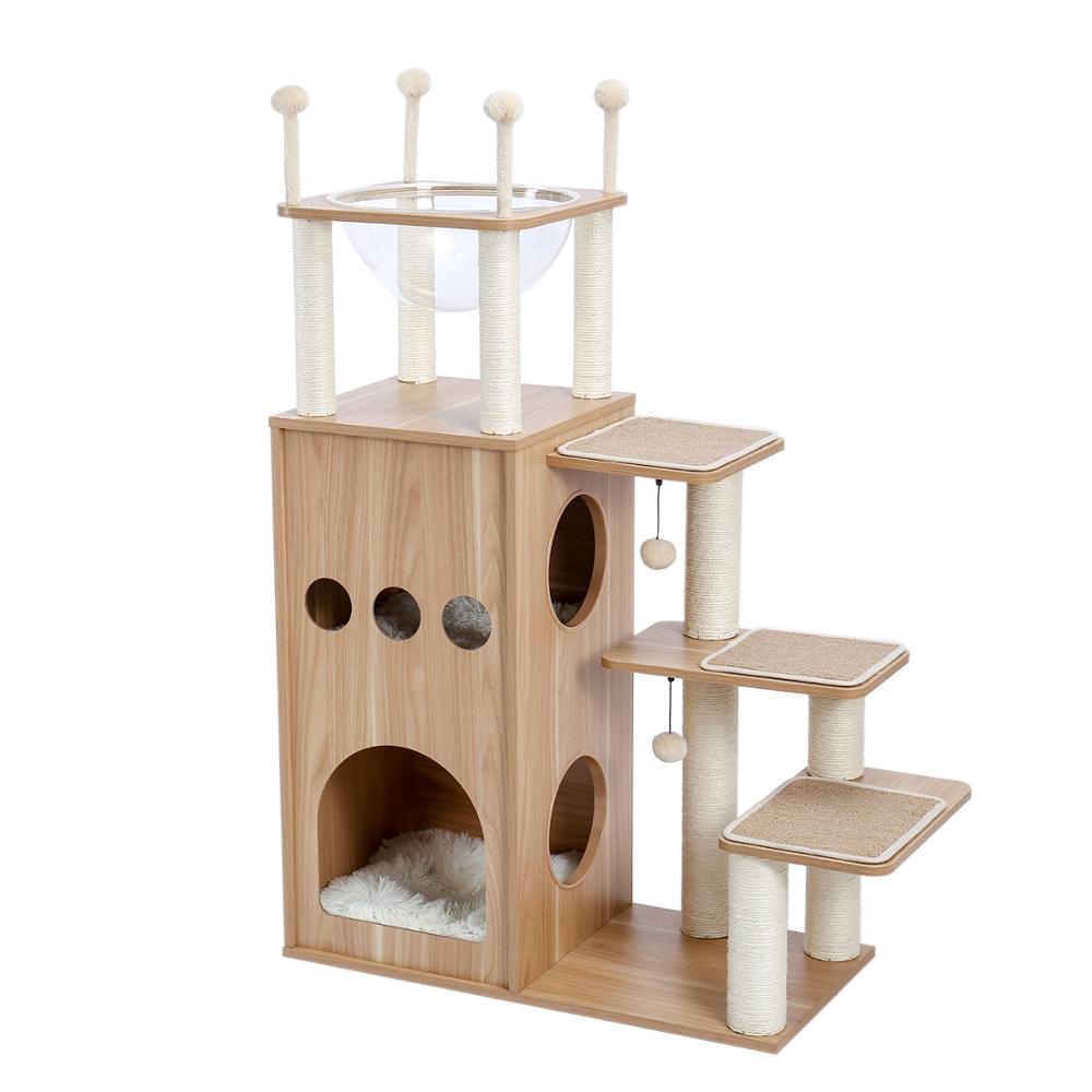 Wooden Tree Cat Tower With The Scratching Post