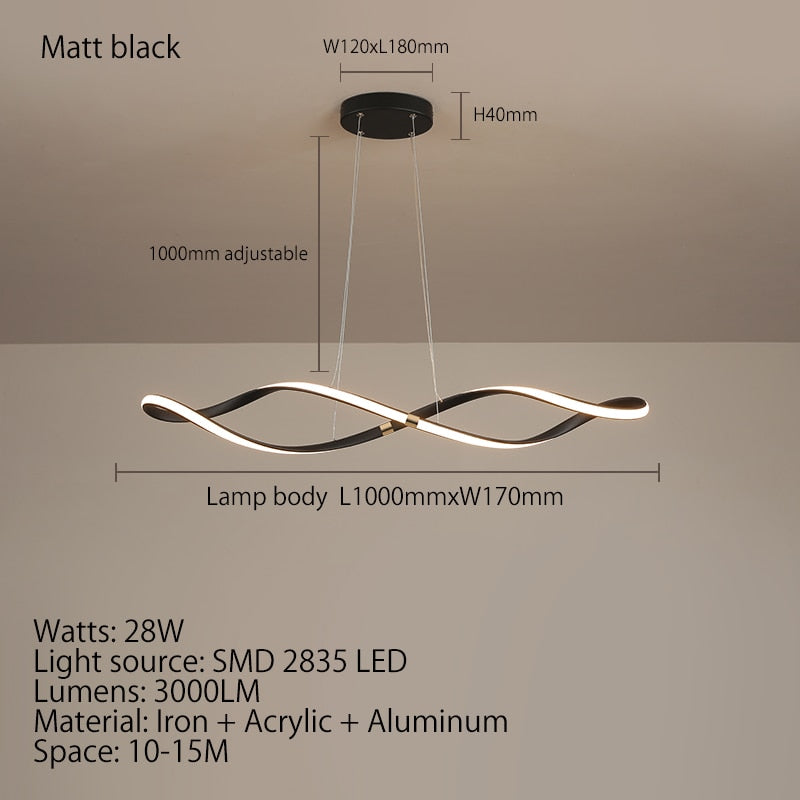 Matte Black Modern Led Chandeleir Lamp